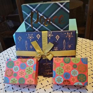 NWT: Collection of 4 Colorful and Festive Gift Boxes